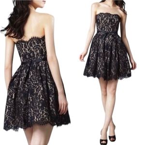 ROBERT RODRIGUEZ Strapless Party Dress Lace Nieman MarcusTarget Black Tan 2 XS S